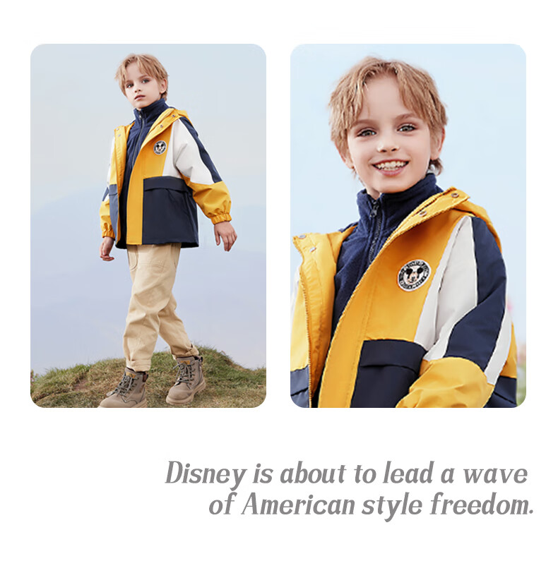 Disney Children's Windbreaker Jacket for Boys, Autumn Stylish Three-In Windproof Coat, Big Kids' Clothing S020 Blue 120cm 3