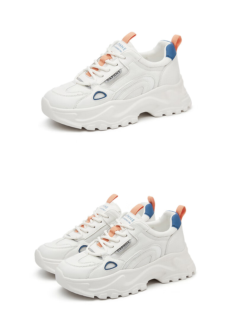 DAPHNE Mesh Casual Shoes for Women, Thick-Soled Breathable Height-Increasing Slimming Foot-Smallening Dad Shoes 4623101141 White Blue 36 14