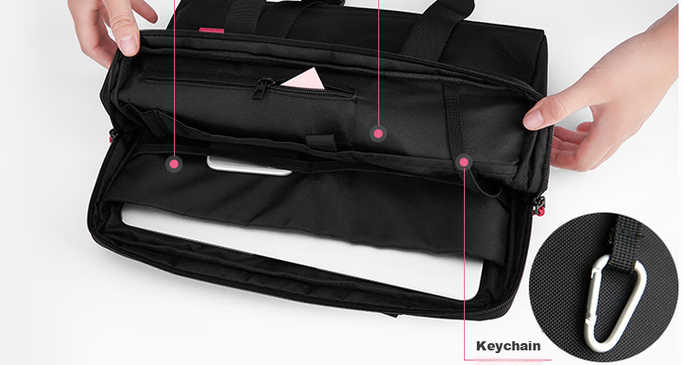 LEXON Shoulder Bag for Women, Laptop Bag with 13.3-Inch Inner Compartment, Fashionable Crossbody Bag, Lightweight Business Briefcase, Black 12