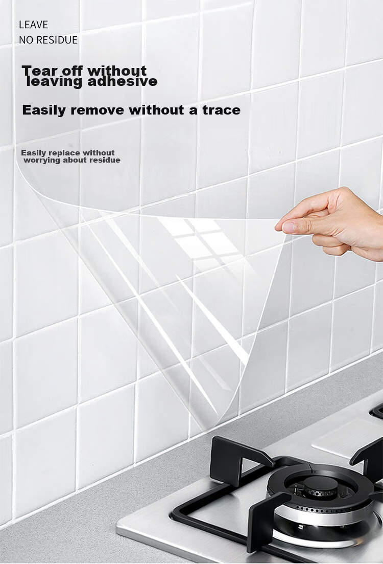 Jinlongxing Kitchen Oil-Proof Sticker, Cabinet Waterproof And Moisture-Proof Adhesive, Hanging Cabinet Wall Transparent Self-Adhesive Heat-Resistant Protective Film, 5 Meters 10