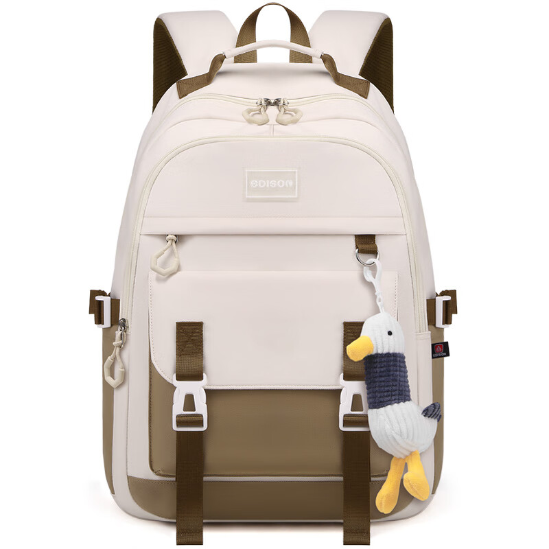 Edison Inventor Middle School Backpack Large Capacity Multi-Compartment Backpack for Boys And Girls High School Students Shoulder Bag K071-3 Khaki Color