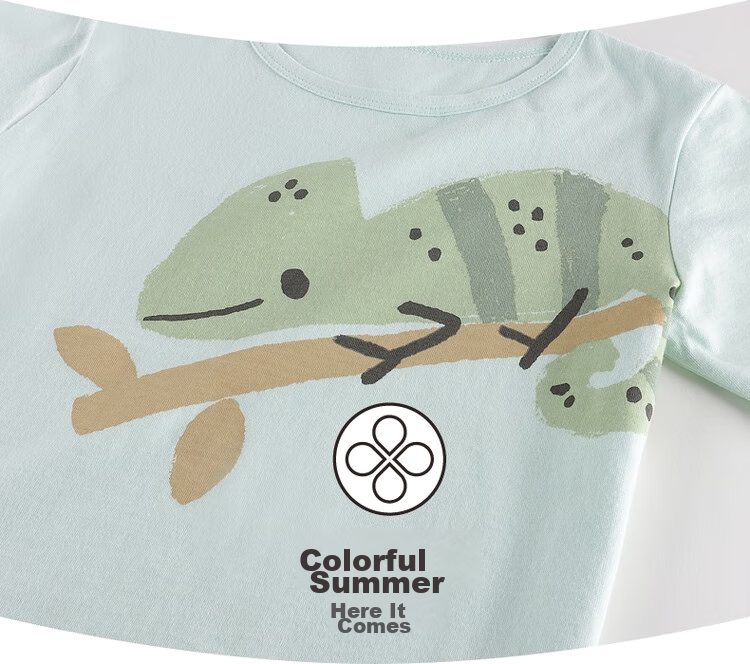 THREEGUN Water-Soft Cotton Children's Short-Sleeve Shorts Pajama Set, Boys And Girls, 89205D0, Light Green, Size 120 5