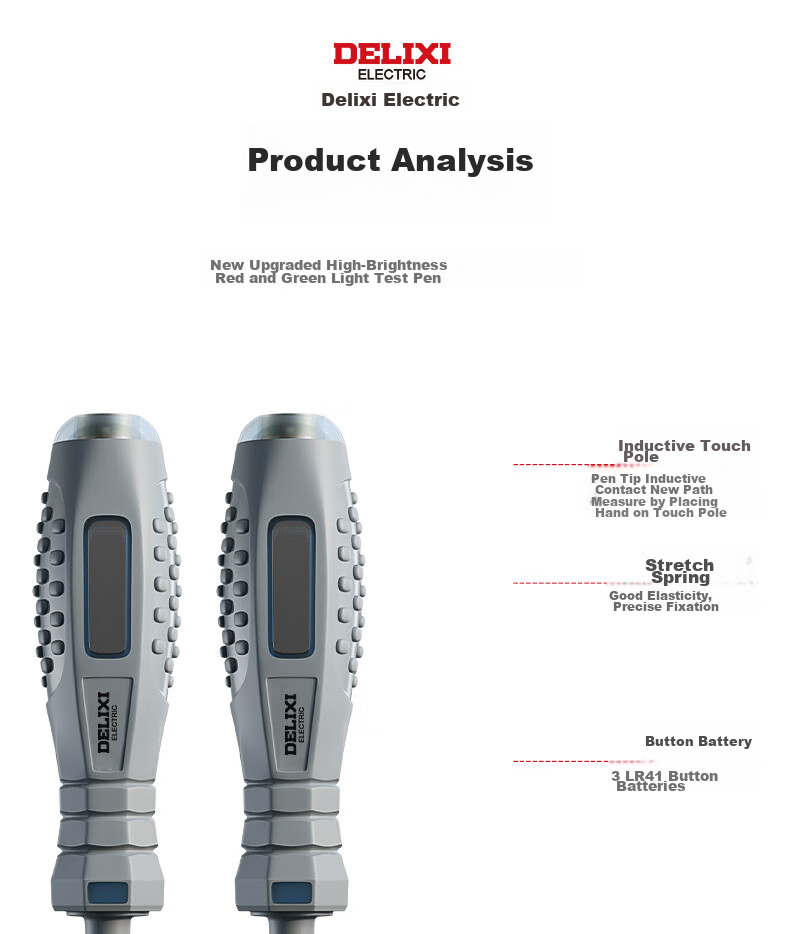 DELIXI Electric Pen for Electricians, Smart Wire Tester with Leakage Detection, High-Strength Screwdriver Voltage Detector Pe 17