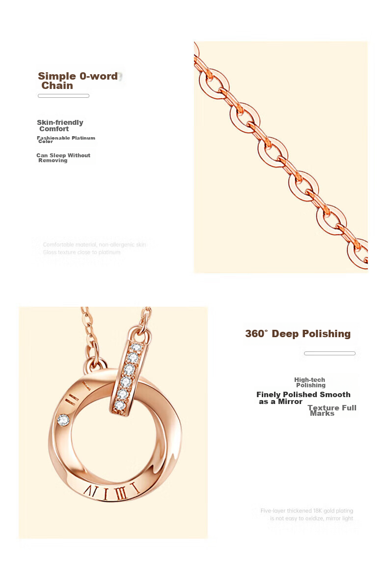 GLTEN Mobius Ring 999 Pure Silver Necklace, Women's Jewelry, Birthday Gift, Light Luxury Niche Pendant, for Girlfriend Or Wife 8