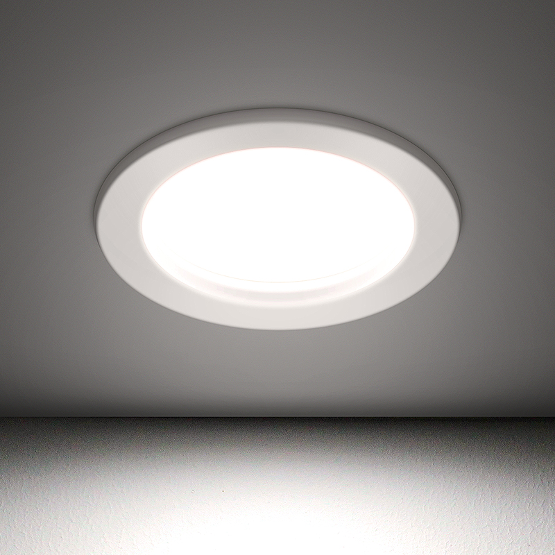 FSL Foshan Lighting Downlight, LED Ceiling Light, Entrance Light, Aluminum Material, All White, 12W, 4-Inch, Cool White 6500K