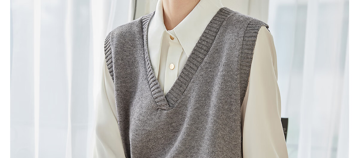 PinCai Knitted Vest for Women, V-Neck Sweater, Sleeveless Cardigan, Loose-Fitting Top P137Z5837 25
