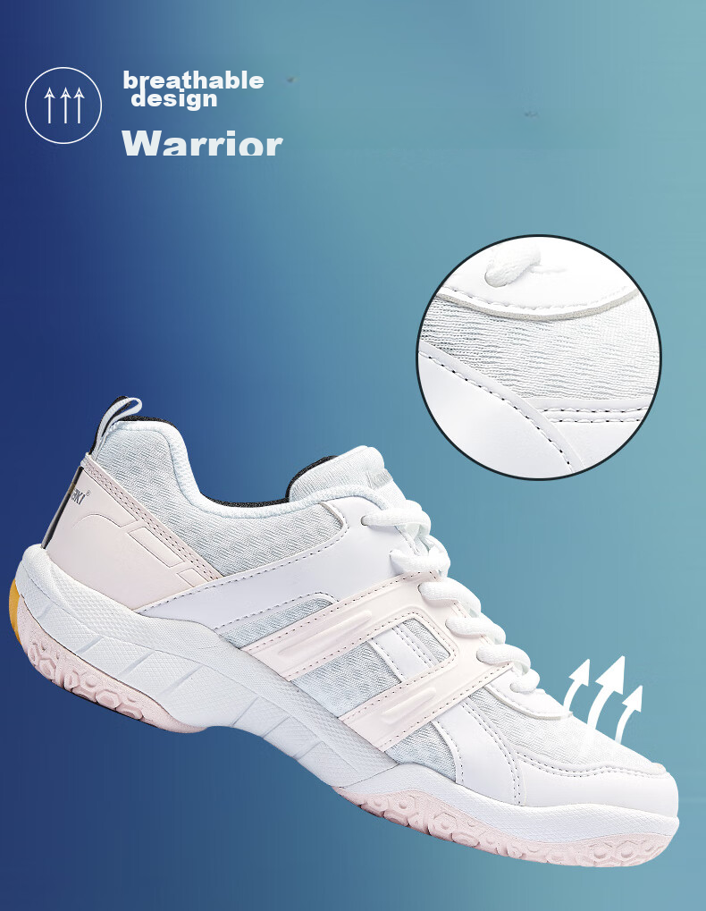 KAWASAKI Badminton Shoes for Women, Professional Competition Training, Wear-Resistant, Shock-Absorbing, Breathable Sports Shoes K-073D White And Pink 37 5