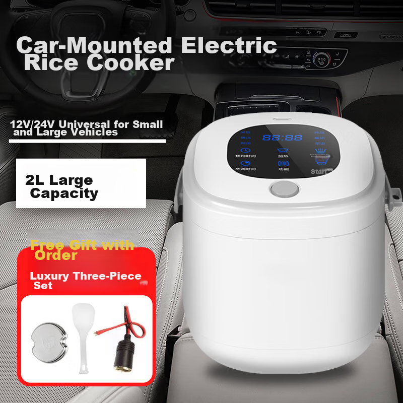 YSKdee Car Rice Cooker with Smart Digital Display, Multifunctional Cooking Pot, 2L Large Capacity, M25-12v/24v, Suitable for Various Vehicle Sizes