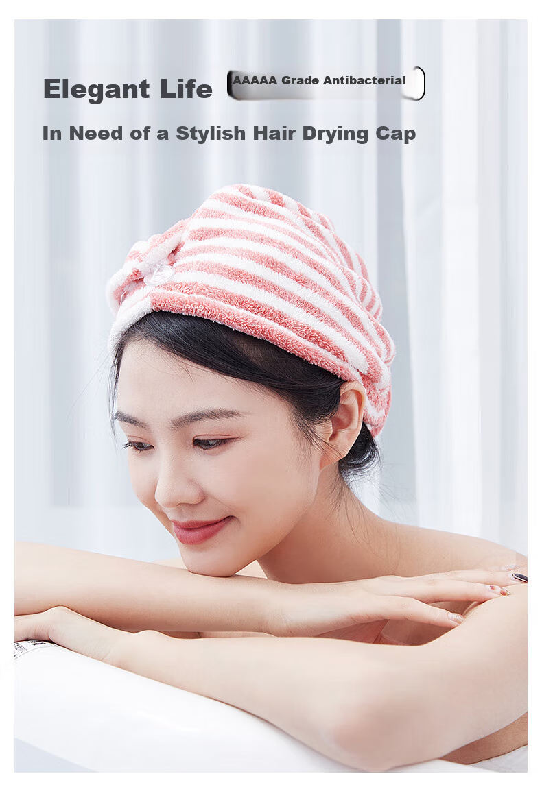Grace Antibacterial Hair Drying Cap, Ultra-Soft And Highly Absorbent Head Wrap, Portable Cute Hair-Wiping Shower Cap, Quick-Drying Towel 1