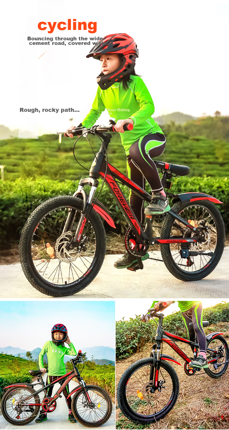 FOREVER Children's Bicycle for Ages 6-12, Mountain Bike with 7-Speed Gears, Boys And Girls' Bike, Elementary School Student Bicycle, 22-Inch Pink 21
