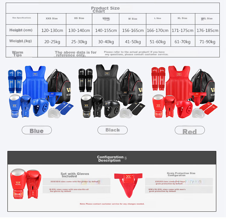Jiurishan Sanda Protective Gear Set, Adult And Children Boxing Training Fitness Equipment Gloves [Five-Piece Set], Red, XXL 4