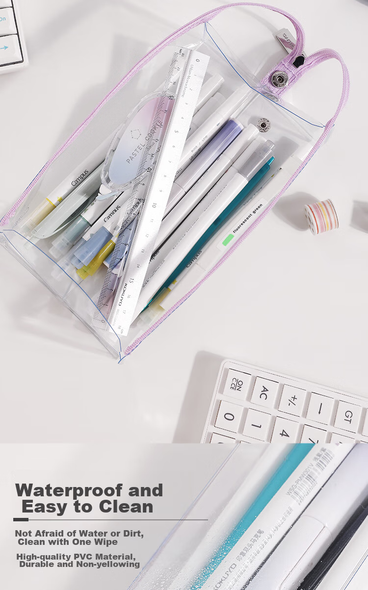 KOKUYO Campus Transparent Pencil Case, C2-R Student Stationery Box for Exams, PVC Pencil Pouch, New Pink Model, WSG-PC23TP 5