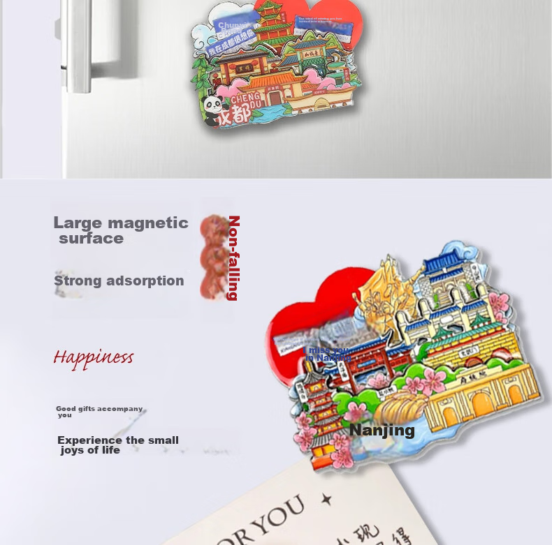 Youxueku Travel Creative Gift, City Cultural And Creative Magnetic Refrigerator Sticker, Wooden Three-Layer Souvenir, "I Miss You in Xinjiang", National Day Gift 4