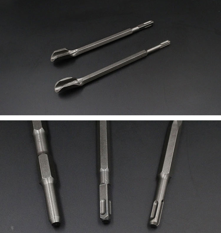 Bingyu Electric Hammer Chisel Drill Bit Pointed Flat Chisel U-Shaped Pick Round Shank 14x250 Flat 2 Pieces 5