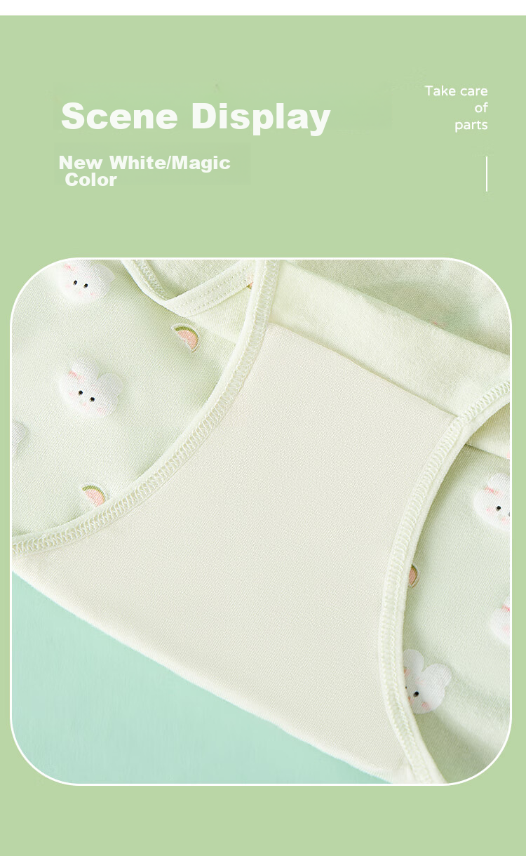 LangSha Children's Underwear, Girls' Antibacterial Triangle Panties, for Young And Older Girls, Green Rabbit Design, Size 160 4