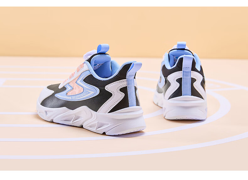 361° Children's Running Shoes, Fall/Winter, for Boys And Girls Aged 3-14, Shock-Absorbing, Rotary Buckle, Leather Upper, Sports Shoes, Blue, Size 38 13