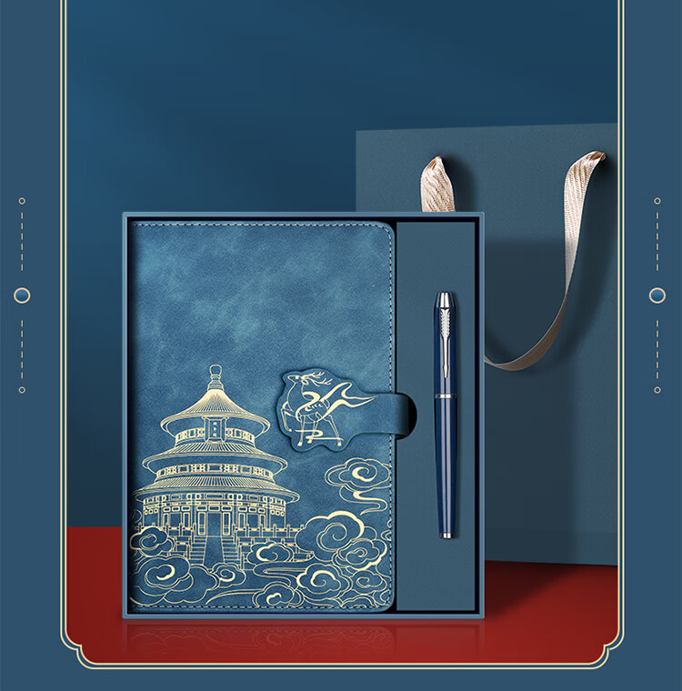 Ujia National Trend Notebook Gift Box Set, Forbidden City Chinese Style Creative Journal, Back-To Gift, Mid-Autumn Festival Gift for Teachers, Red Two-Piece Gift Box Set 10