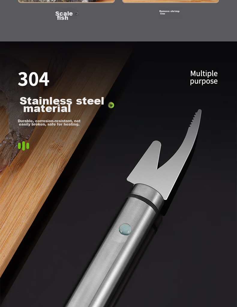BJ 304 Stainless Steel Shrimp Deveiner Tool, Double-Ended Shrimp Deveiner Knife, Longan Pit Remover, Prawn Deveining Knife 4