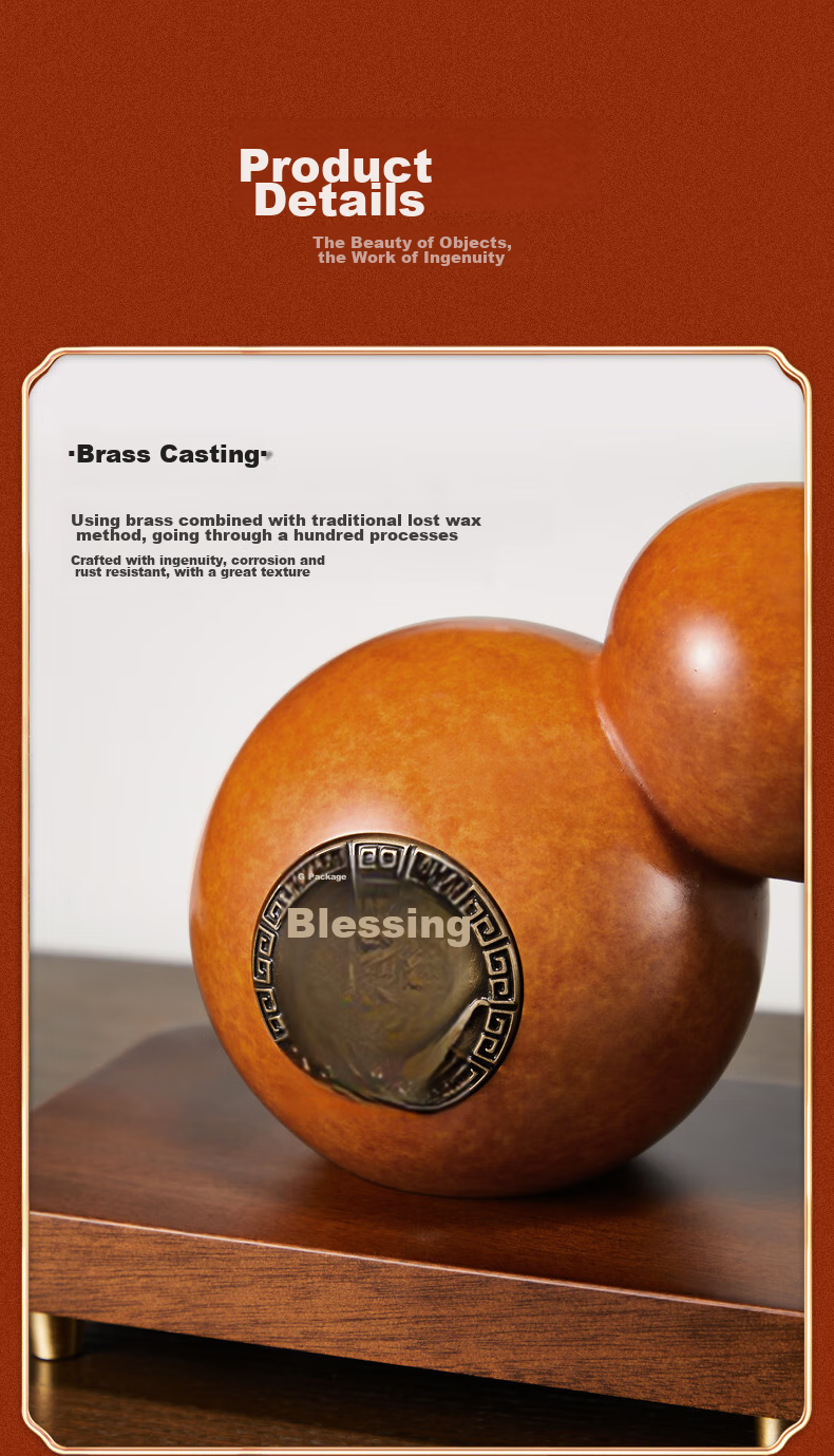 Nuoshiman Persimmon-Shaped Copper Gourd Ornament for Office, TV Cabinet Decoration, Living Room, Housewarming Gift, Moving Present, Business Opening 7