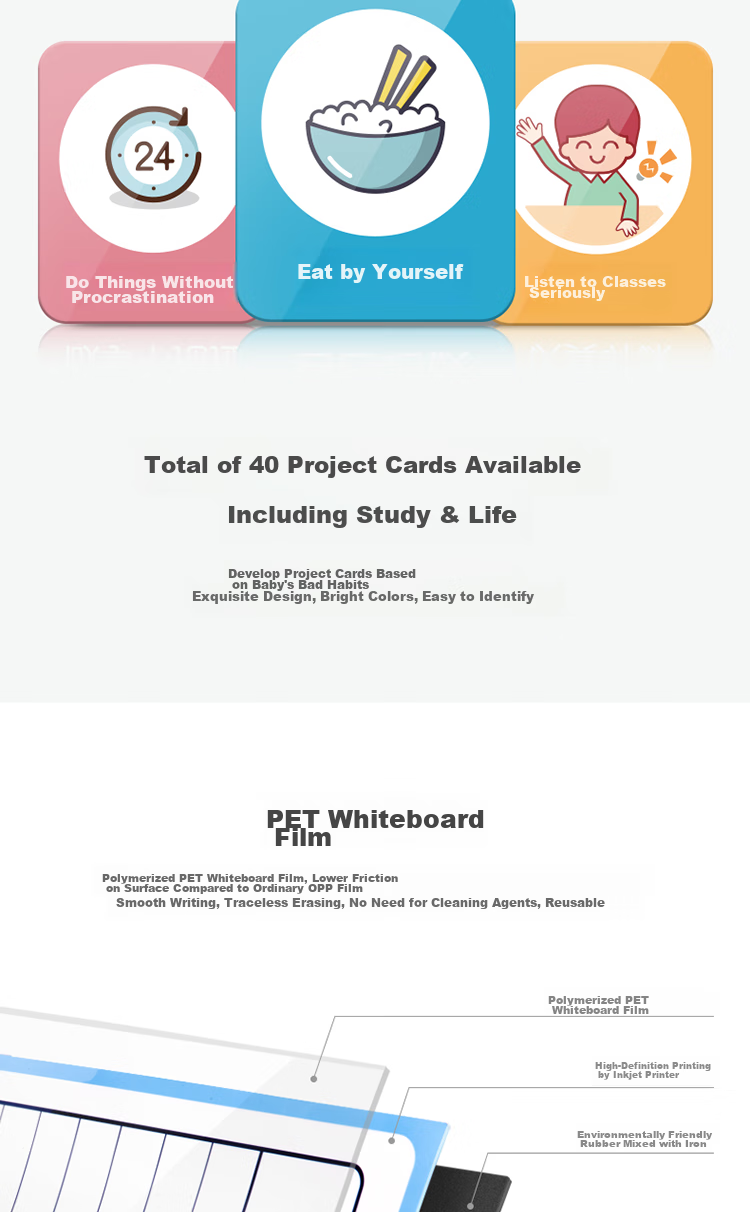 Deli Elementary School Children's Growth Self-Discipline Chart, Good Habit Formation Check-In List, Record Chart, Reward Sticker Discipline Chart, Learning Plan Management Table Course Schedule, Soft Whiteboard 8749 5