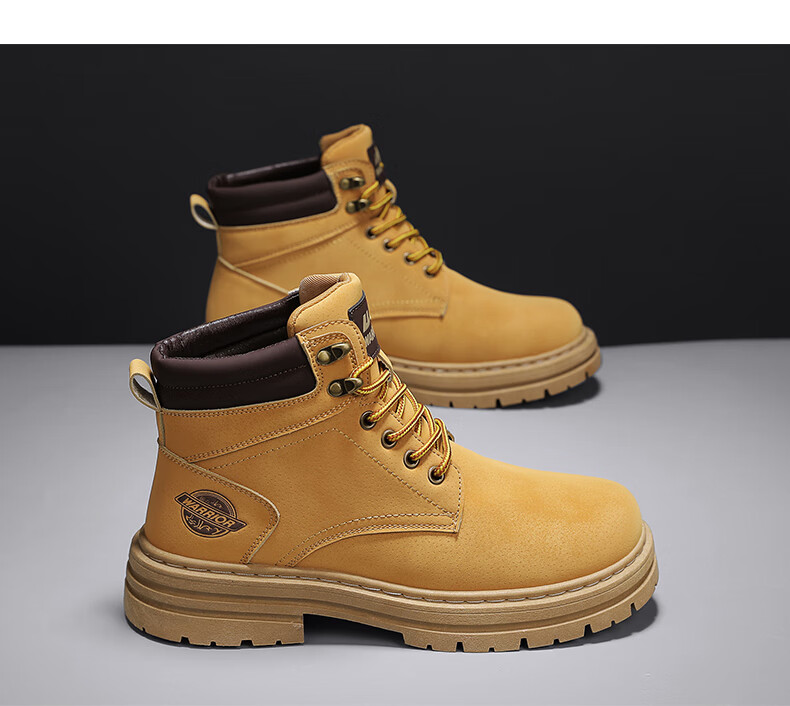 Huili (Warrior) Work Boots, Versatile Men's Shoes, Casual Martin Boots for Men, 1766-1, Khaki, Size 40 17