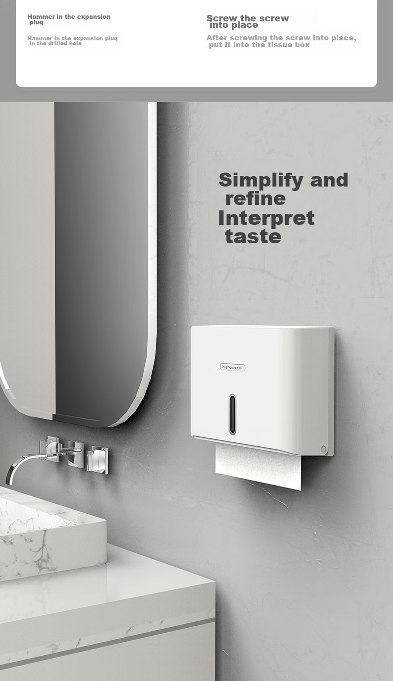 Interhasa! Wall-Mounted Toilet Paper Holder, Bathroom Tissue Dispenser, Washroom And Kitchen Paper Towel Box, No Drilling Required E6007 16