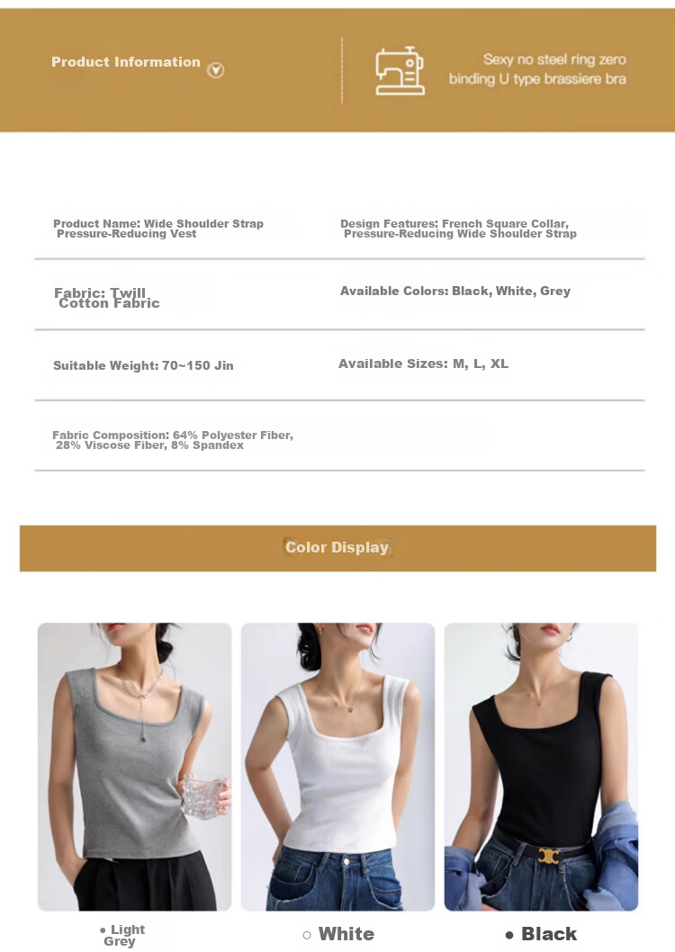 XUEXIMAN Women's Camisole Tank Top, Autumn And Winter Sexy Inner Wear, Solid Color Thin Base Layer, Beautiful Back Design, Inner Wear And Outer Wear Top, XL 8