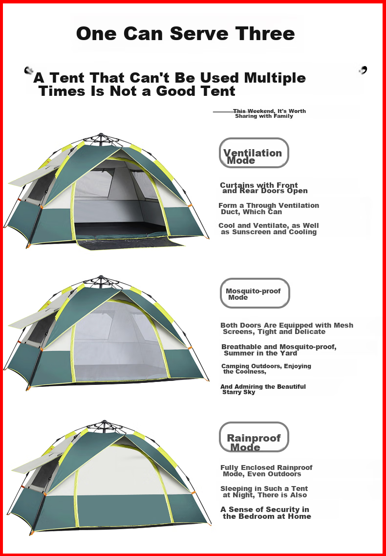 BeiJiLang Outdoor Tent Blackout Sunshade Automatic Quick-Open Camping Overnight Park Picnic Rainproof Breathable Hexagonal Tent 9