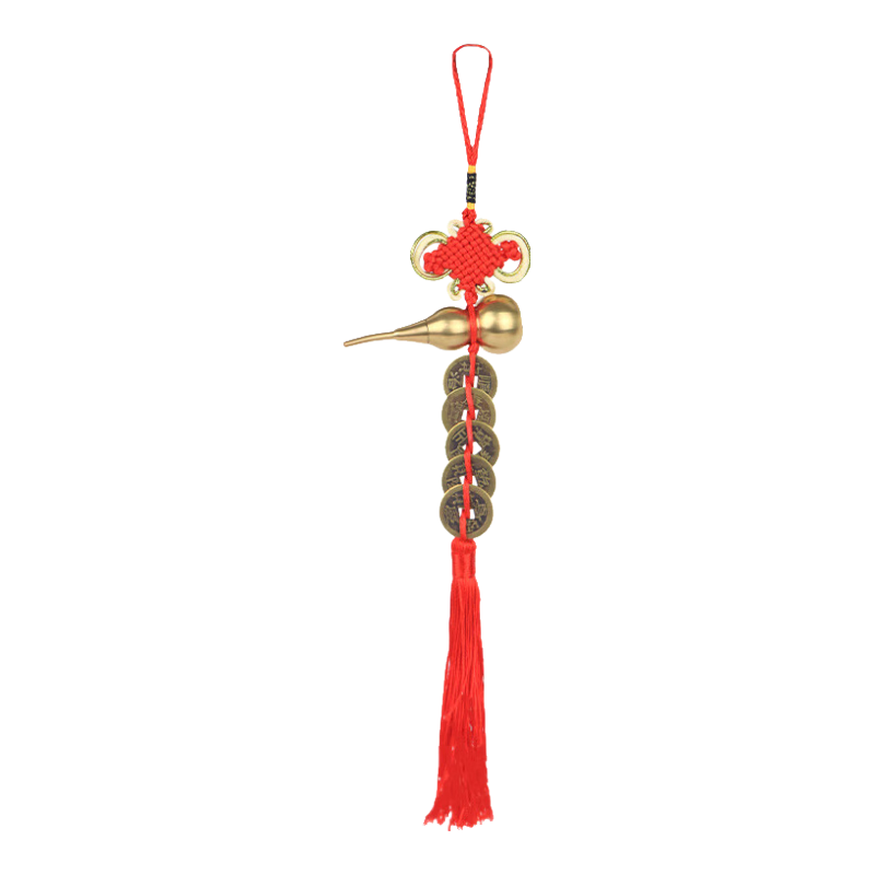 Jidukongjian Wudiqian Brass Five Emperors Coins Pendant, Breaks Through Threshold, Opening Pendant, 7CM Full Copper with Gold Edge