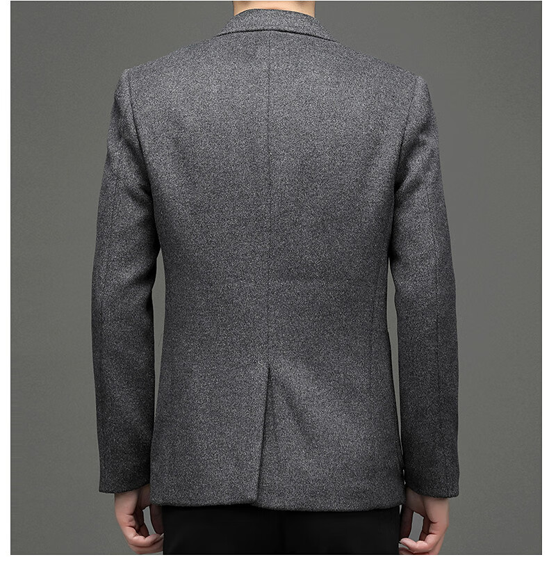 ROMON Men's Wool Suit Autumn Winter Business Casual Woolen Coat Single Blazer XF51 Gray 4XL 4