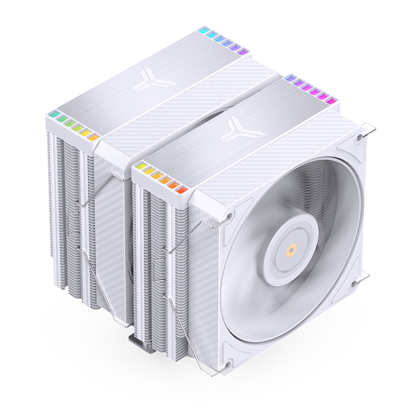 JONSBO HX6280 White Dual-Tower CPU Cooler (6 Heat Pipes/Fin/Brass Base/Brazing/Copper Base/Aluminum Brushed Top Cover/130+120mm High-Performance PWM Fan)