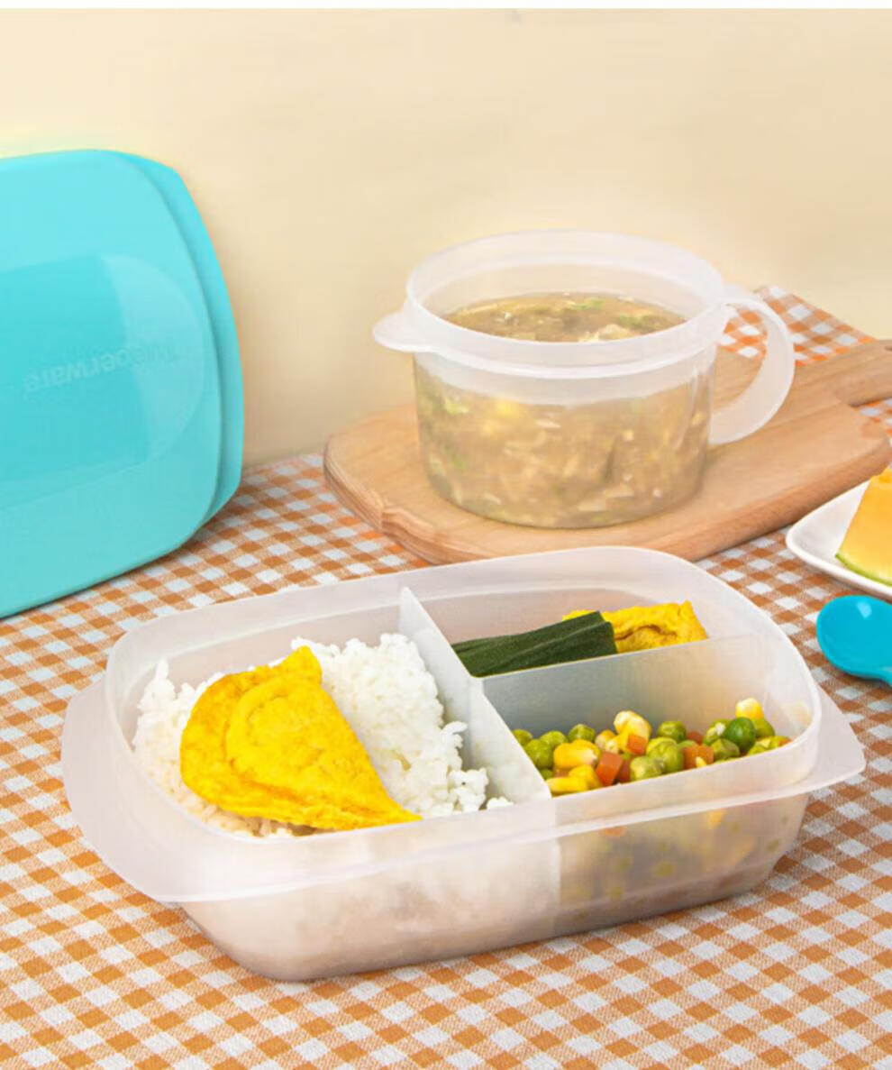 Tupperware Silikon Lunch Box 1L for Students And Office Workers, Portable Meal Container with Dividers, Microwave Safe, Cream Yellow 2