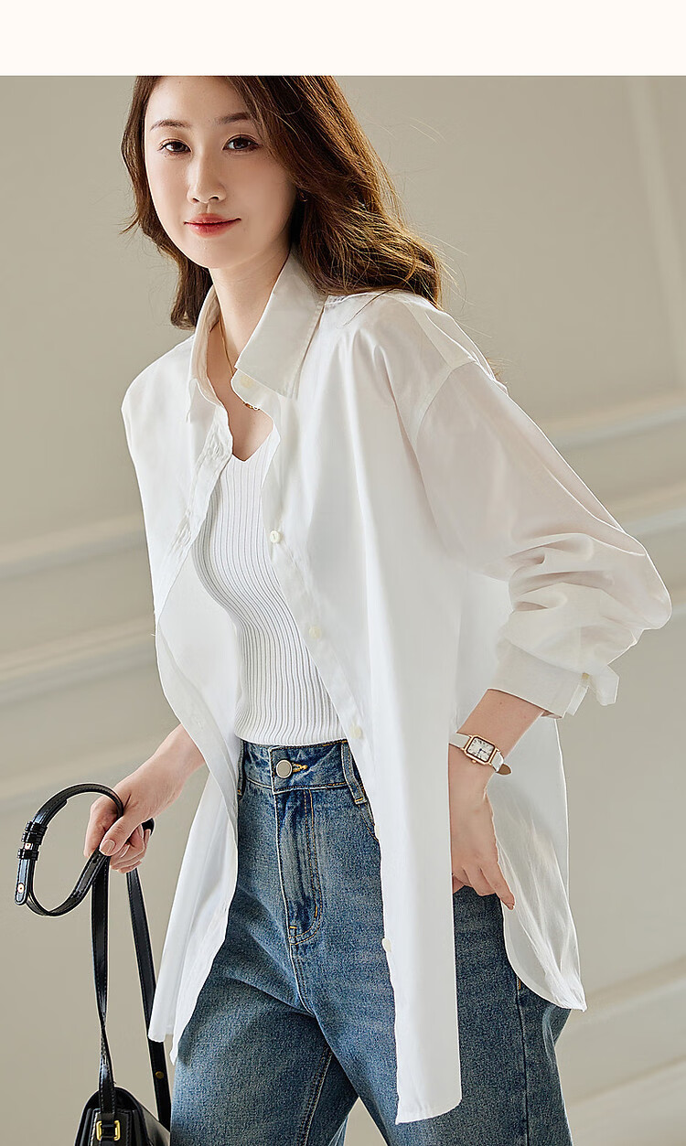 Dme [New Rich Urban Style] Autumn Long-Sleeve Collared Shirt, Cotton Drop-Shoulder Simple Blouse, Women's Top 15
