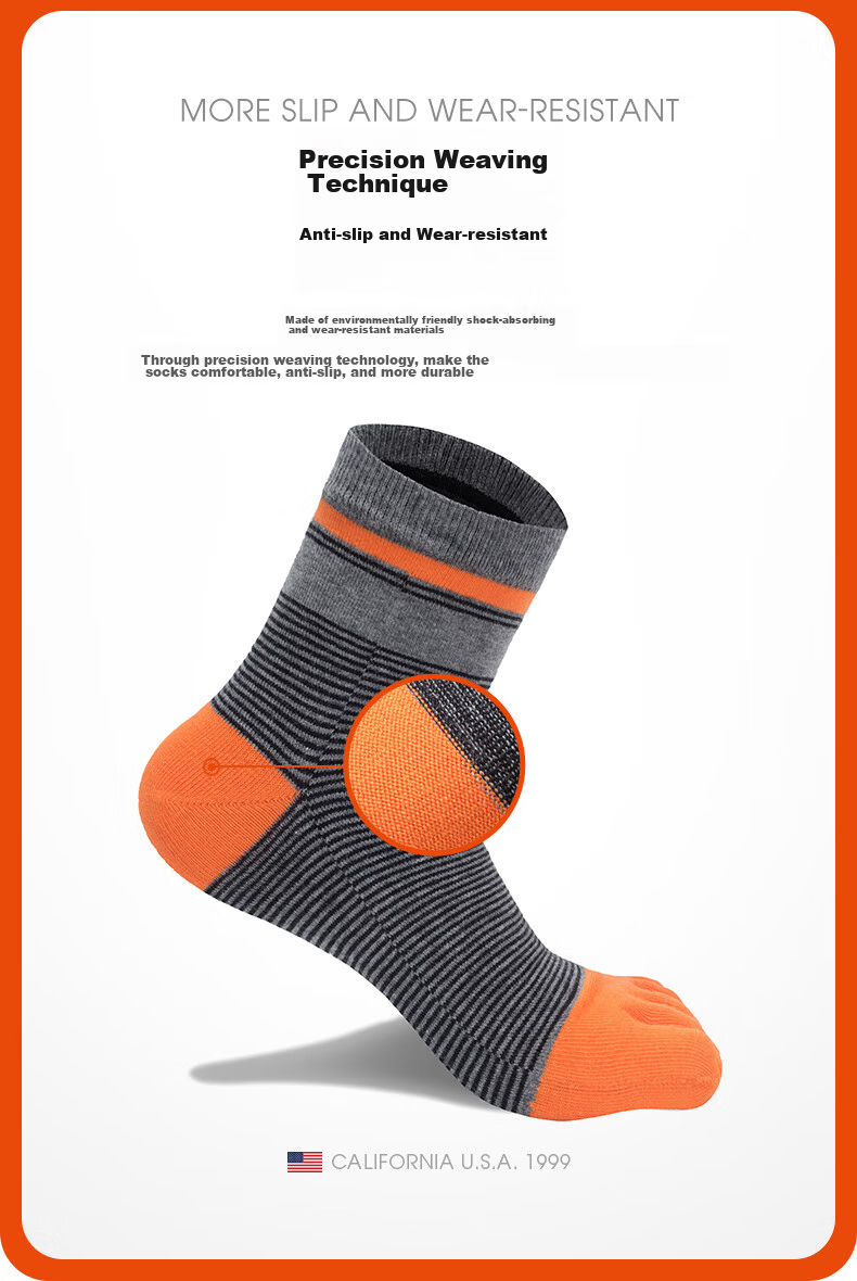 TFO Competition-Grade Five-Toe Outdoor Socks, Non-Slip Wear-Resistant Hiking And Mountaineering Socks Sports Socks 2202418 Men's Bright Blue 9