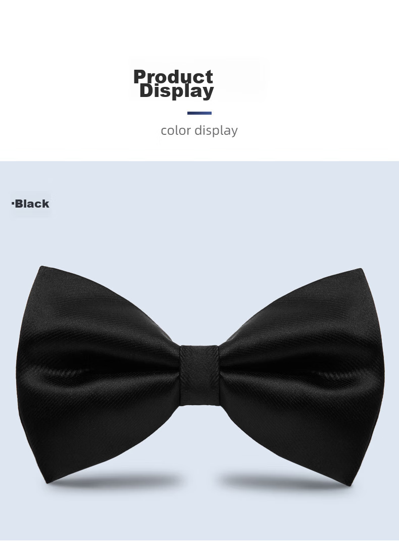 Luomeng Men's Bow Tie, Formal Wear for Groom's Wedding, Fashionable Bow Tie, Solid Color Bow Tie, Navy Blue 12