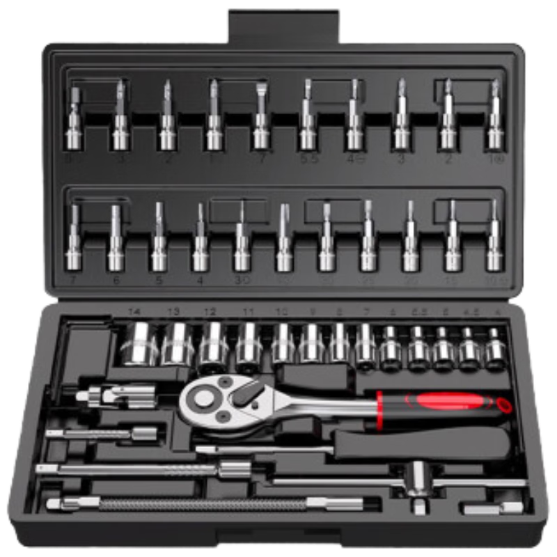 Lekali 46-Piece Socket Wrench Set, Automotive Repair Ratchet Wrench Tool Box, Household And Motorcycle Repair Hardware Set