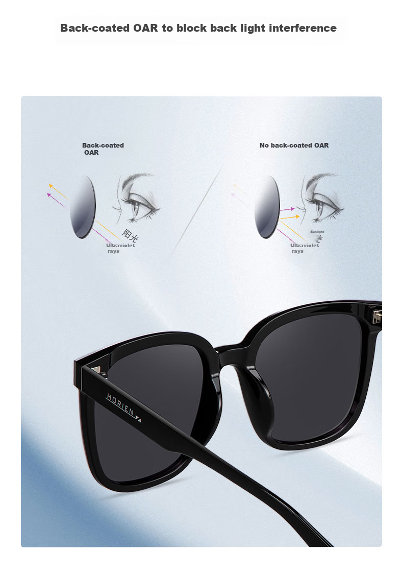 HORIEN Sunglasses for Women, Korean-Style Fashionable Square Frame, Stylish Korean Sunglasses for Men, Bare-Faced Sun Protection Protective Eyewear 6
