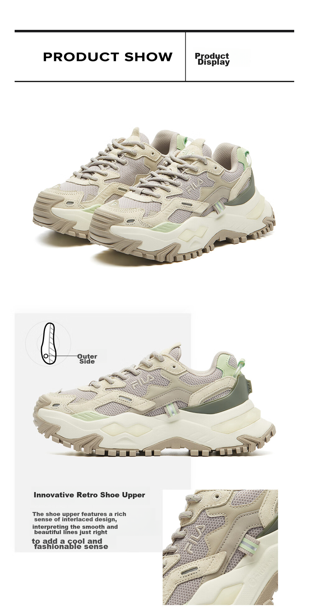 FILA FUSION Trendy Brand BIANCO Women's Shoes, Fashionable Sports Sneakers, Versatile Casual Footwear 22