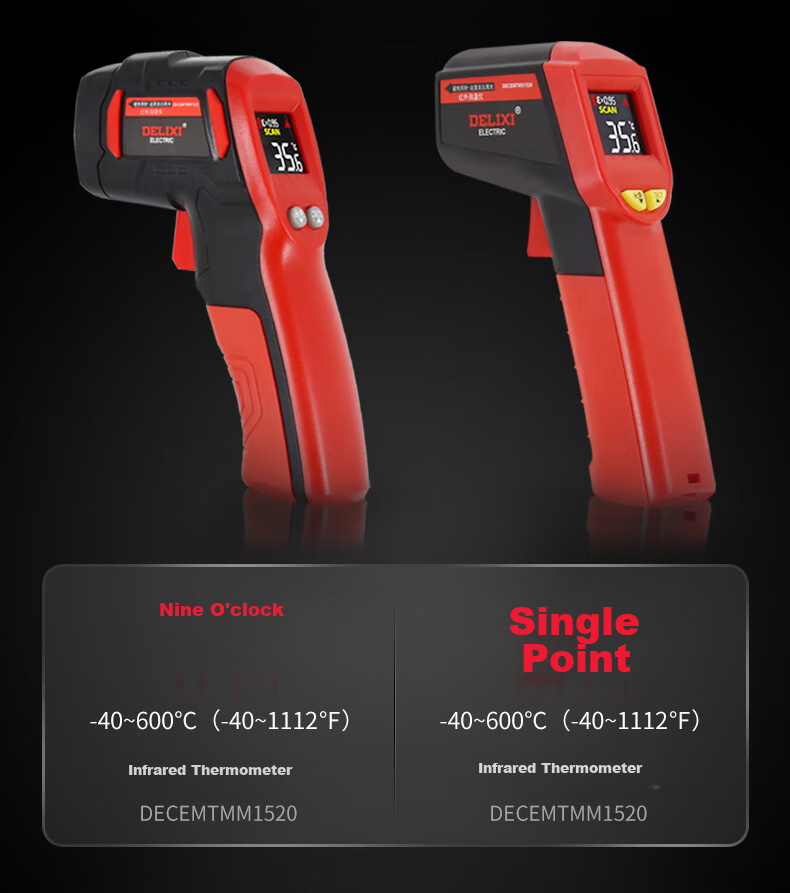 DELIXI ELECTRIC Infrared Thermometer, High-Precision Temperature Gun with Color Screen Display, Handheld Industrial-Grade Thermometer, Multi-Point Temperature Measurement 9