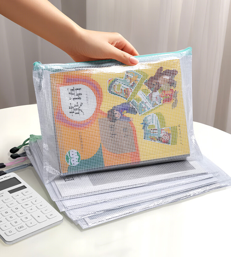 Jinlongxing Mesh Zipper File Bags, Transparent Document Bags, Subject Bags, Pregnancy Check-Up Ticket Storage Bags, File Bags, Homework And Tutoring Bag, Tutoring Bags, Pack of 10 10