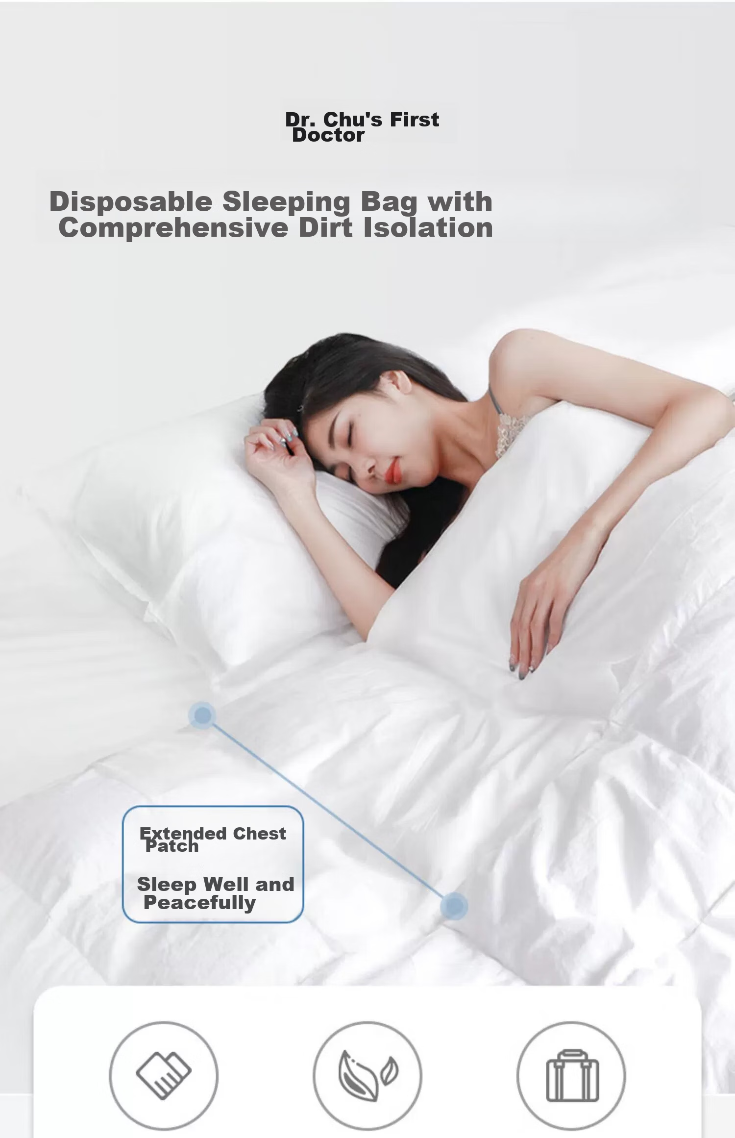 CHUYISHENG Disposable Sleeping Bag, Hotel Hygiene Sleeping Bag, Train Sleeper Travel Bed Sheet, Duvet Cover, Pillowcase, Disposable Three Or Four-Piece Set 1
