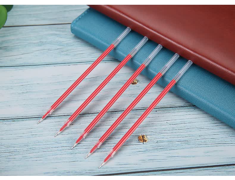 晨光mg文具05mm红色中性笔芯全针管签字笔替芯学生办公通用水笔芯20支