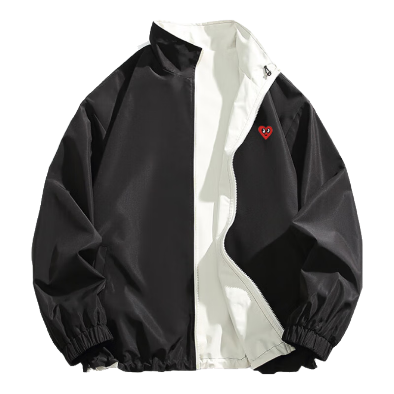 Chaersitaoxin Double-Sided Jacket for Men, Spring And Autumn Double-Sided Wear, Couple's Windproof Coat, Black, Size L
