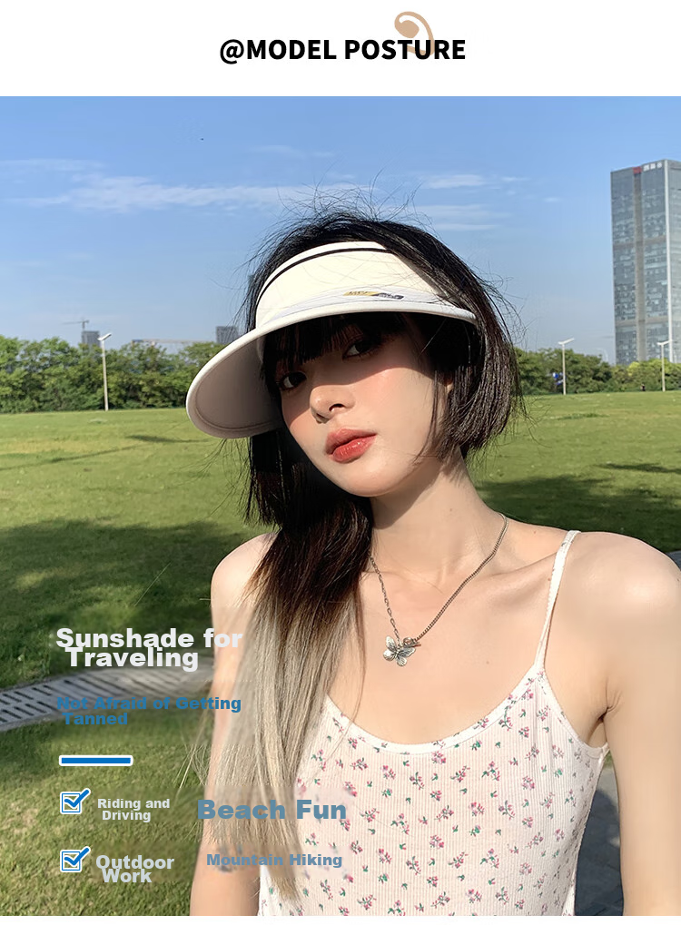 Move Iron Sun Protection Hat for Men And Women, Outdoor Summer Visor Cap, Large Brim Sunhat, Beach Cool Hat, Black 4