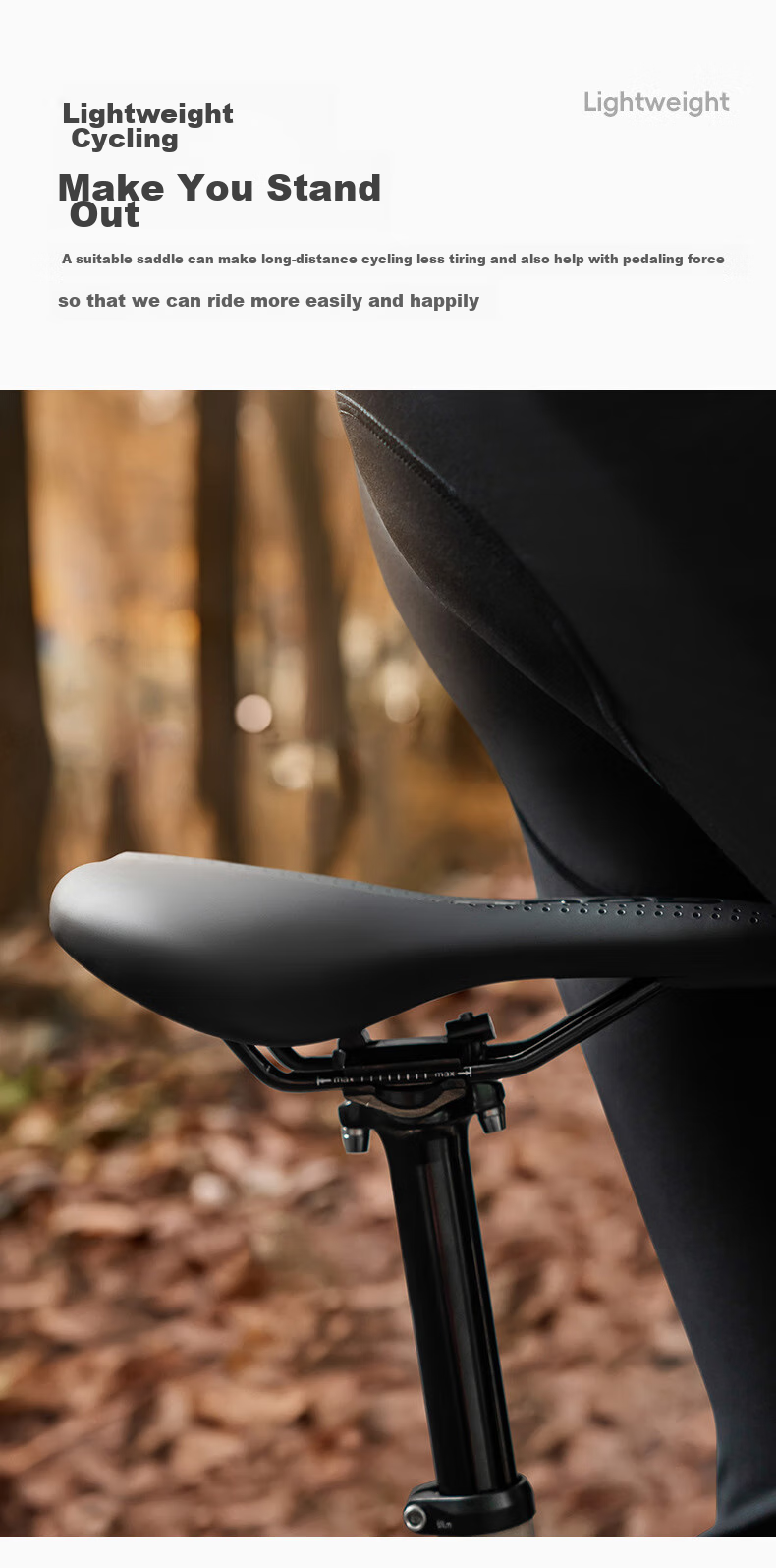 ROCKBROS Bicycle Seat Cushion Comfortable Saddle for Road And Mountain Bikes with Shock Absorption And Thickened Pad Cycling Accessory Black 5