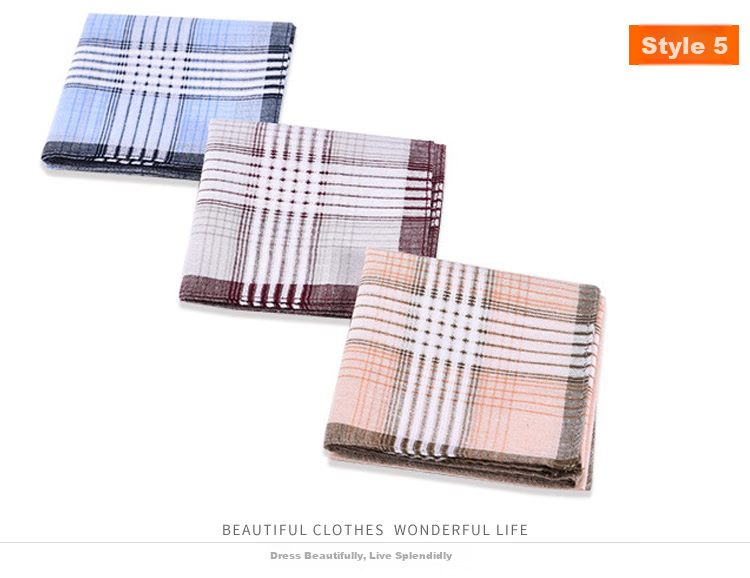 GLO-STORY 3-Pack Cotton Couple's Universal Handkerchief, Light Classic Style MSP014074 14