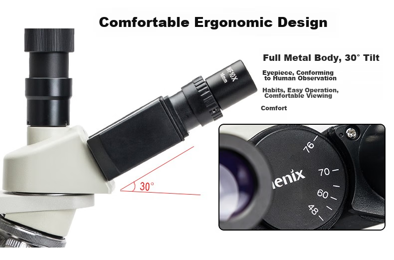Phenix PH50-3A43L Three-Lens Biological Microscope, Professional Teaching And Experimental, High Magnification, High Definition, for Health Care And Livestock Breeding 10