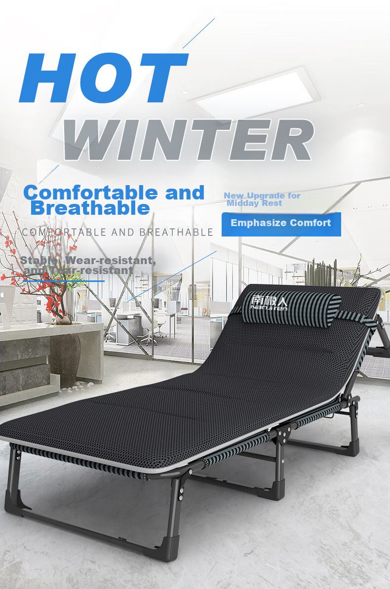 Nanjiren Folding Bed, Single Bed, Office Lounge Chair, Foldable Nap Bed, Accompanying Care Bed, Simple Camping Bed with Breathable Cotton Pad 2