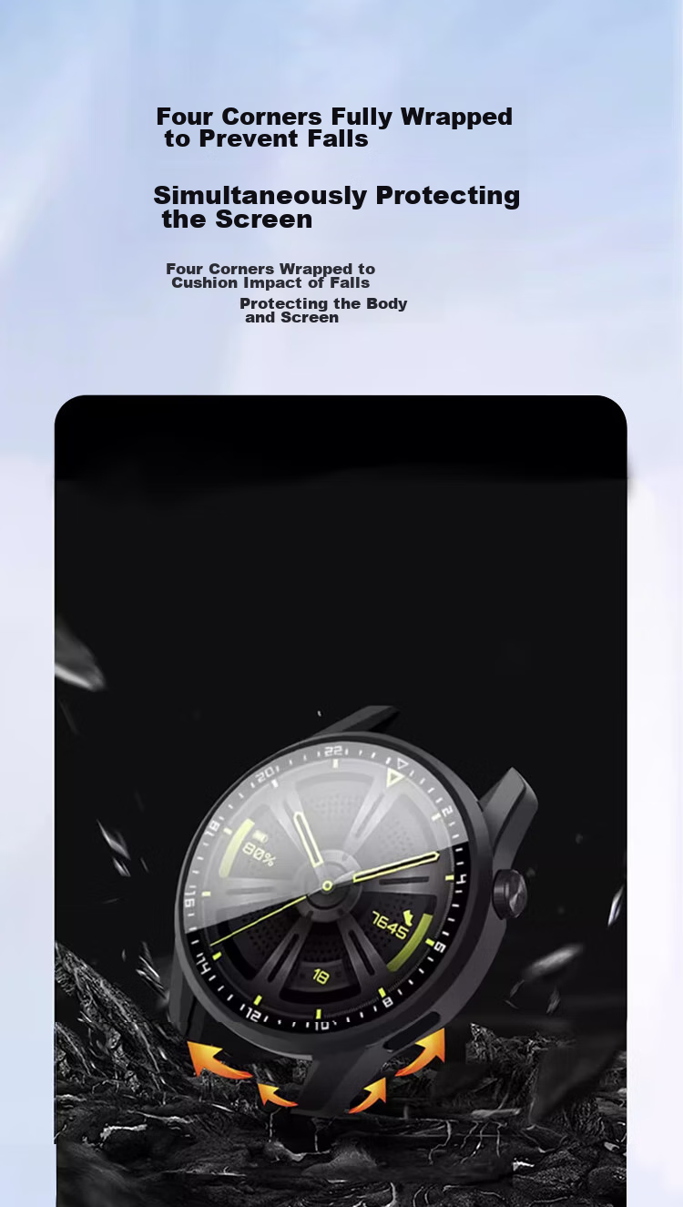 MSSM Compatible with Huawei Watch GT4 Protective Case, GT3/watch3 Case Film Integrated, High-Definition Shockproof Anti-Scratch Case, 42/46mm Dial [With Scale - Transparent] GT4-46mm 7