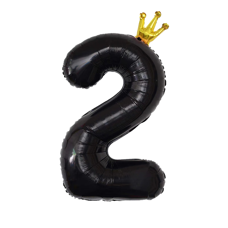 MODUO Birthday Balloon Photo Prop, Party Decoration Scene, 40-Inch Black Crown with Number 2